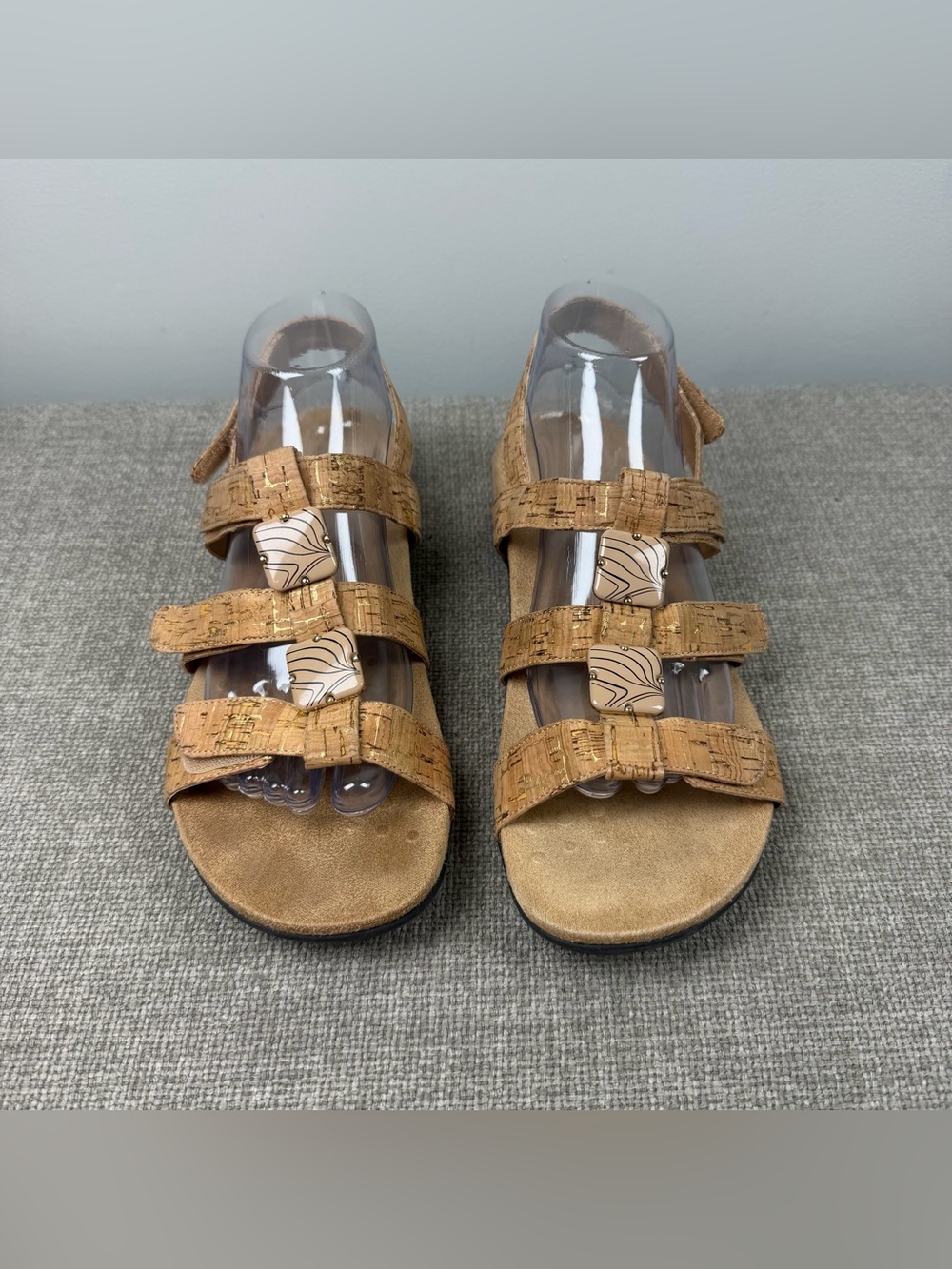 Vionic Sandals Amber Cork Strappy Women Tan Comfort Beads Orthotic Cruise Cork 9